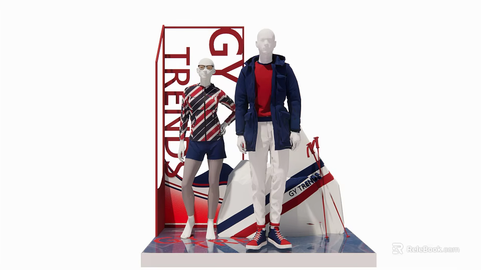 Fashion Models Showcasing GY Trends Sporty Fashion With Jacket And Shorts Outfits 3d model 