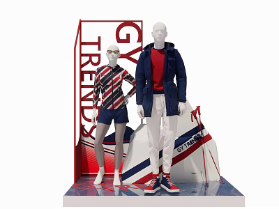 Fashion Models Showcasing GY Trends Sporty Fashion With Jacket And Shorts Outfits 3d model