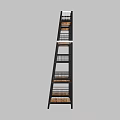 Tall Multi Tiered Shelving Unit With Black Frame And Wooden Wire Racks