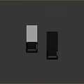 3D Designed Black Trucks With Box And Flatbed Bodies On Gray Background