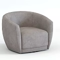 Gray Fabric Single Sofa With Modern Minimalist Comfortable Round Armrest Design 3d model