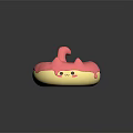 Cute Cartoon Cat Shaped Donut With Pink Frosting Yellow Base And Smiling Face