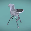 Light Colored Kids High Chair With Tray And Metal Frame Simple Design