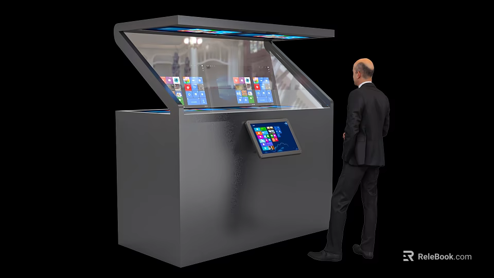Interactive Commercial Kiosk With Multiple Screens And Touchscreen Display For Business Use 3d model