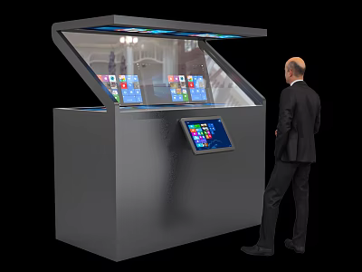 Interactive Commercial Kiosk With Multiple Screens And Touchscreen Display For Business Use 3d model