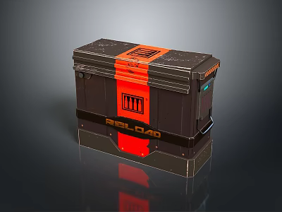 Tactical Weapon Storage Case Black And Orange Design Reload Logo Military Style Durable Equipment Container 3d model