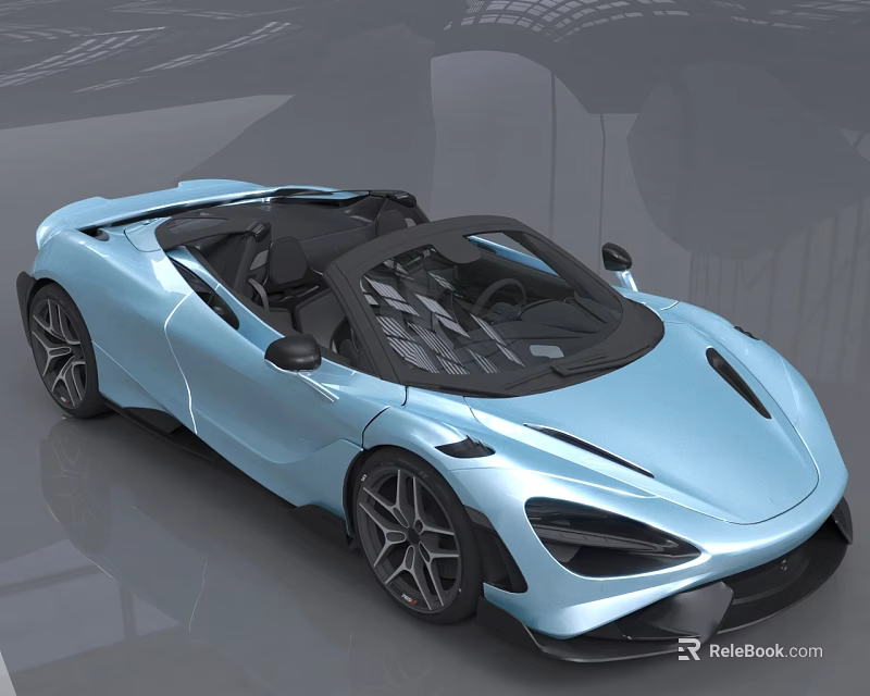 Light Blue Convertible Sports Car With Sleek Modern Design And Black Accents 3d model 