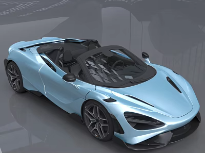 Light Blue Convertible Sports Car With Sleek Modern Design And Black Accents 3d model