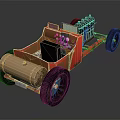 Red Custom Car With Gold Accents Black Tires And Exposed Mechanical Parts
