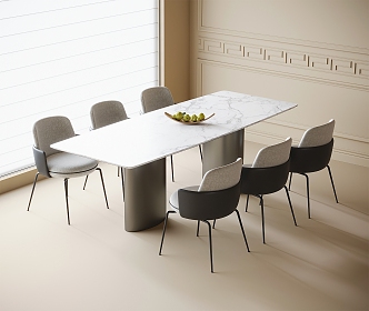 Modern Dining Table and Chair Combination Dining Chair Dining Table Single Chair 3d model