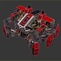 Red And Black Mechanical Spider Toy Model With Mechanical Legs And Structure