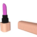 Elegant Purple Lipstick Cosmetic Product With Copper Perforated Textured Case And Open Design