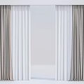 Modern Textured Curtains In Gray And White With Elegant Drapes Design 3d model