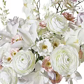 Decorative White Vase With Mixed White Pink Purple Flowers And Green Branches