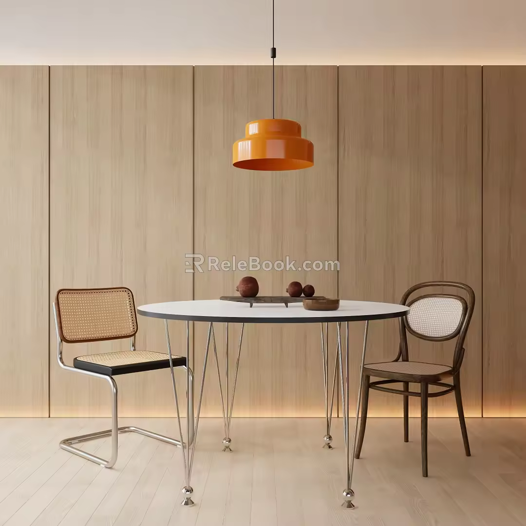 Modern simple dining table and chair combination 3d model