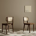 Natural Solid Wood Rattan Back Dining Chairs For Warm Minimalist Home Dining Room Interior Design