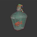 Bottle Shaped Glass Fish Tank With Goldfish Cork Stopper And Chain Decoration