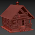 Rustic Log Cabin Featuring Gabled Roof Porch Railing Wooden Steps And Windows