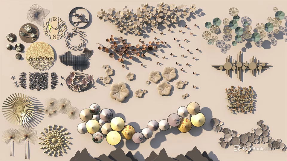 Stylish Wall Decor Collection Featuring Various Shapes And Artistic Designs 3d model