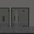 Modern Glass Double Doors With Black Frame For Home Interior Design 3d model