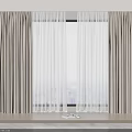 Layered Beige Sheer And Thick Curtains In Modern Interior Window With City View Sill Book
