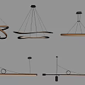 Modern Contemporary Pendant Lights With Circular Linear Ring Shaped Designs For Interior Lighting 3d model