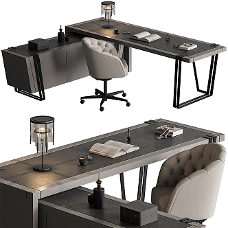 Office desk and chair combination 3d model