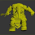 Green Elephant Toy Figure with Ornate Colorful Patterns and Holding Decorative Sword
