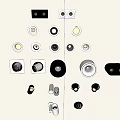 Various Styles Indoor Lighting Combination With Recessed Ceiling Lights And Black White Fixtures