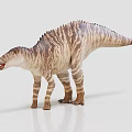 Detailed Prehistoric Dinosaur With Striped Skin Open Mouth And Standing Stance
