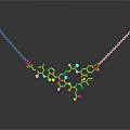 Elegant Gold Necklace Featuring Delicate Chain And Molecular Structure Pendant Design 3d model