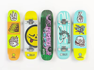 Modern skateboard home decoration skateboard beauty Chen pendant 3d model