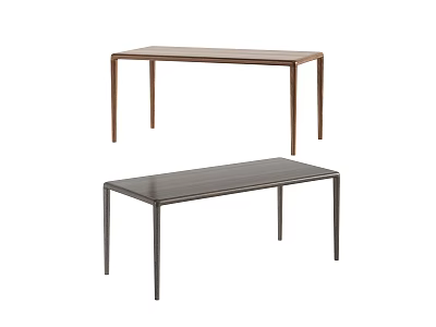 Minimalist Design Dining Tables In Light Brown And Dark Gray With Slim Legs For Interior 3d model