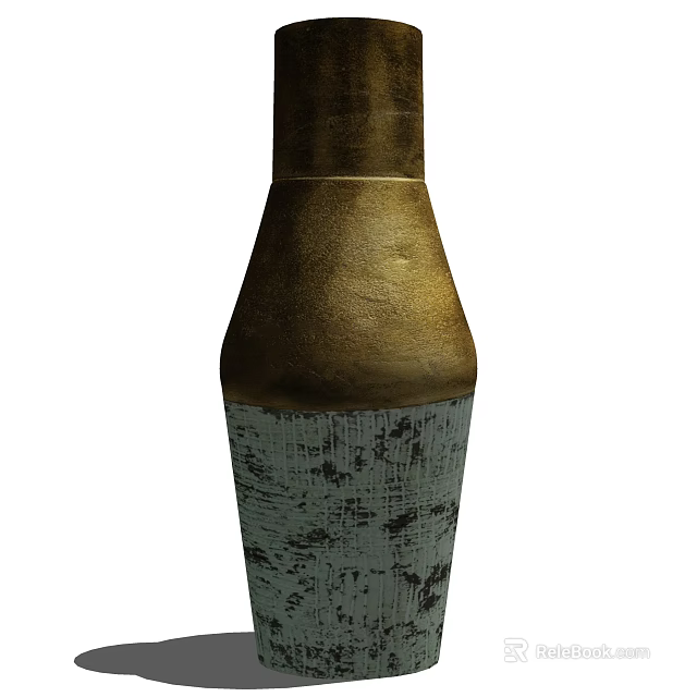 Elegant Ceramic Vase With Fresh Flowers And Textured Brown Gray Surface Design 3d model 