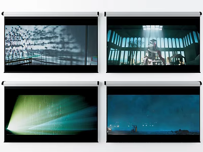 Projection Monitoring System Showing Security Surveillance Video Footage In Multiple Scenes 3d model
