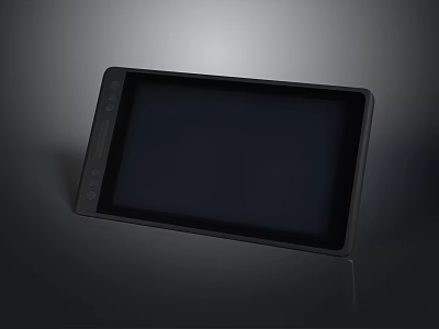 Modern Black Electronic Tablet With Large Black Screen On Gray Background 3d model