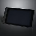 Modern Black Electronic Tablet With Large Black Screen On Gray Background