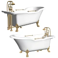 Elegant White Bathtub With Gold Faucet And Decorative Feet Classic Design For Bathroom Interior