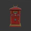 Traditional Red Postbox Design With Brass Decorative Elements And Vintage Styling