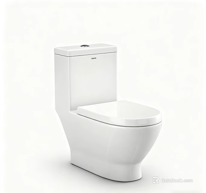 Modern White Ceramic Toilet In Bathroom With Sleek Design And Clean Lines 3d model 