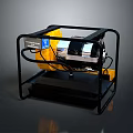 Industrial Power Generator With Black Metal Frame Yellow Panel And Cables