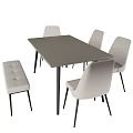Modern Dining Table Set With Rectangular Table Light Colored Chairs And Upholstered Bench 3d model