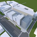 Modern Multi Story Building With Glass Facade And Metal Framework Design 3d model