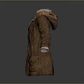 Brown Fashionable Long Sleeve Coat With Gray Hoodie For Casual Wear