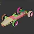 Silver Streamlined Race Car With Exposed Chassis Large Wheels And Reflective Surface 3d model