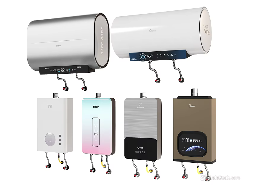 Different Types Of Daily Electrical Water Heaters In Various Styles And Colors 3d model 