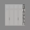 Modern White Wardrobe with Sleek Cabinet Doors Metal Handles and Side Shelves