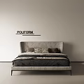 Poliform Bedroom Interior With Modern Bed Dark Bedding And Gray Headboard 3d model