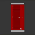 Portable Red Public Toilet Structure With Open Door And White Base