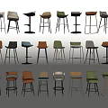 Modern Stylish Bar Stools With Various Designs And Different Colors 3d model
